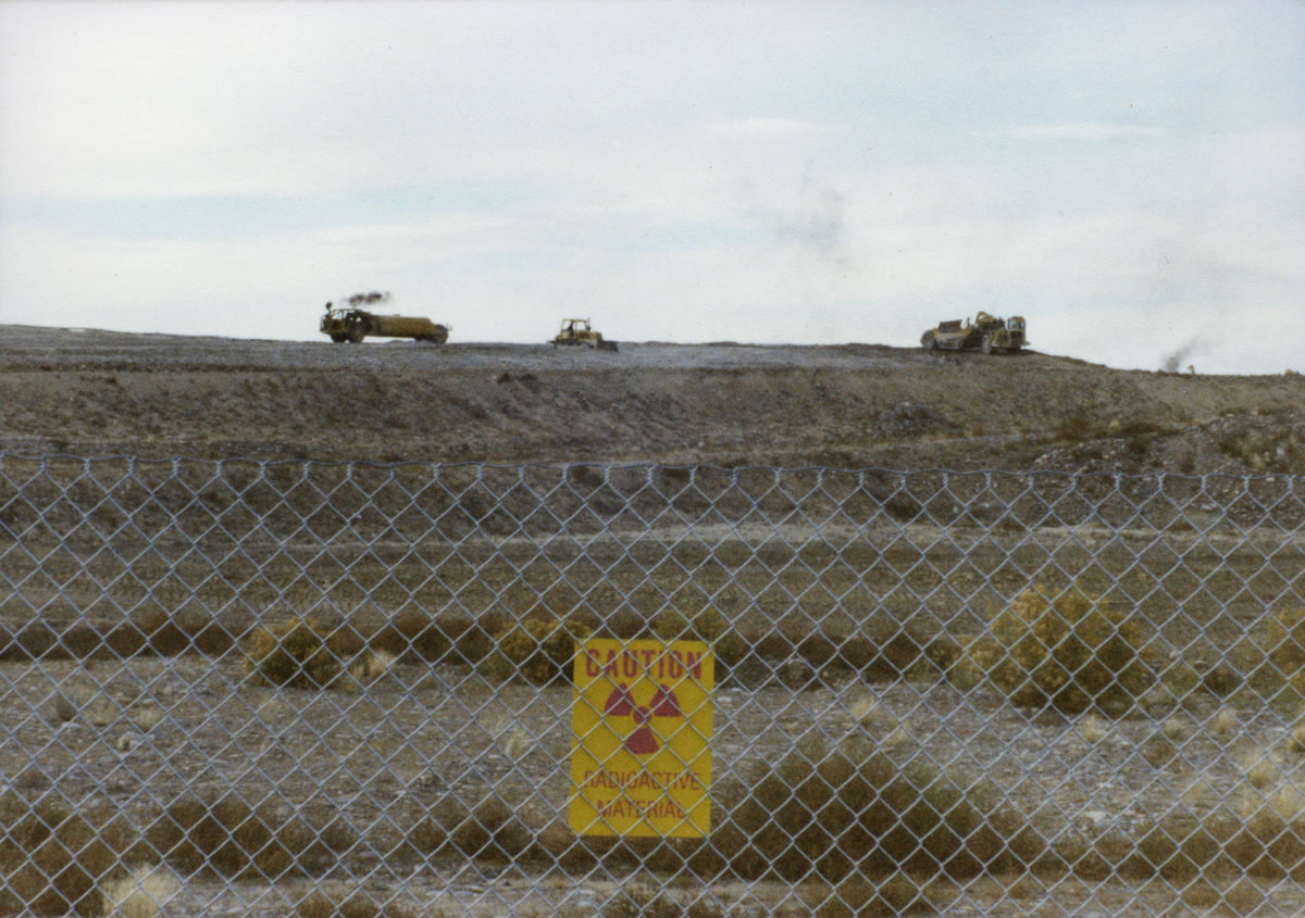 Workers doing remedial work on radioactive site
